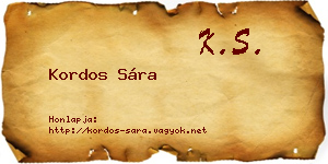 Kordos Sára névjegykártya