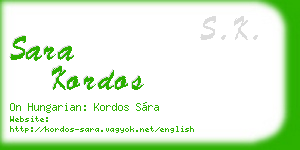 sara kordos business card